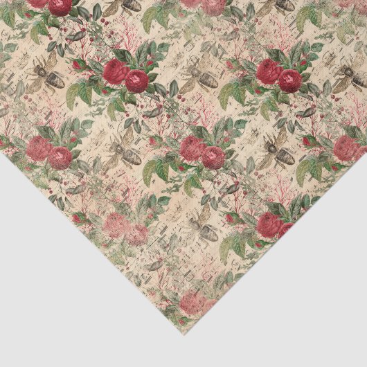 Bloemen Rozen en Bijen Tissuepapier (Detail)