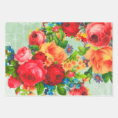 Bloemen, Rozen en blauwvogels Inpakpapier Vel (Voorkant)
