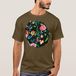 Bloemen Rozen en Daisies Zwart T-shirt