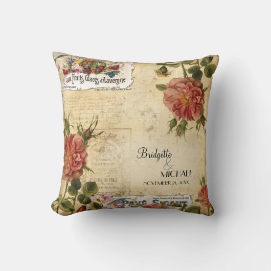 Bloemen Rozen Fruit Label Wedding Custom Kussen (Voorkant)