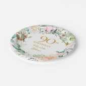 Bloemen Rozen Garland 90e Verjaardag Papieren Bordje (Gekanteld)