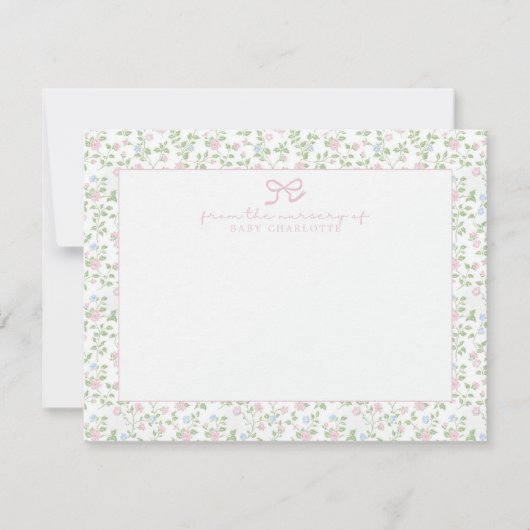 Bloemen Rozen Gepersonaliseerde Nursery Note Kaart (Voorkant)