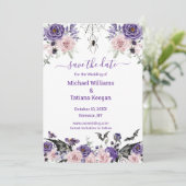 Bloemen rozen Gothic Romantische Halloween bruilof Save The Date (Staand voorkant)