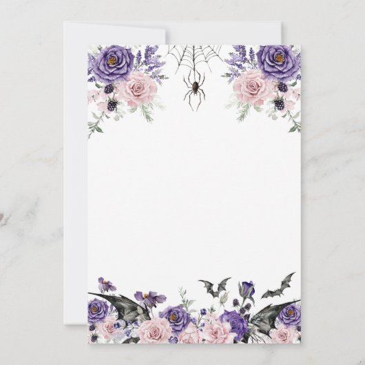 Bloemen rozen Gothic Romantische Halloween bruilof Save The Date (Achterkant)