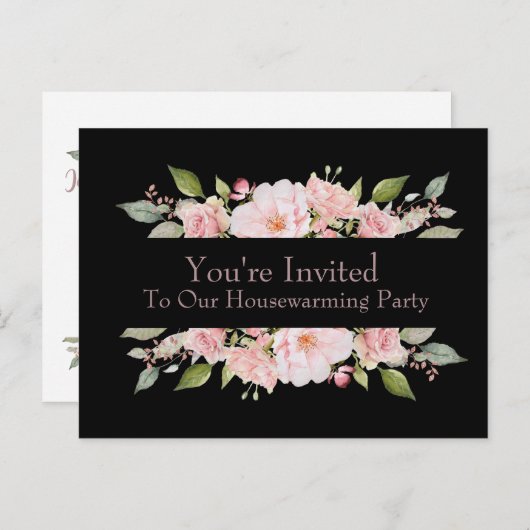  Bloemen Rozen Housewarming Uitnodiging (Voorkant / Achterkant)