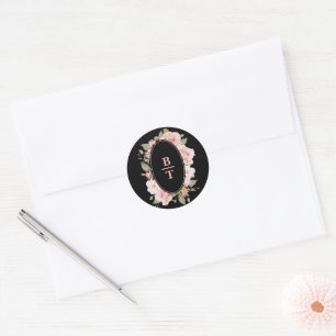  Bloemen Rozen Monogram Envelop Afdichting Ronde Sticker