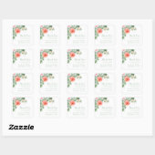 Bloemen Rozen Monogram Groen Koraal Roze Bruiloft Vierkante Sticker (Vel)