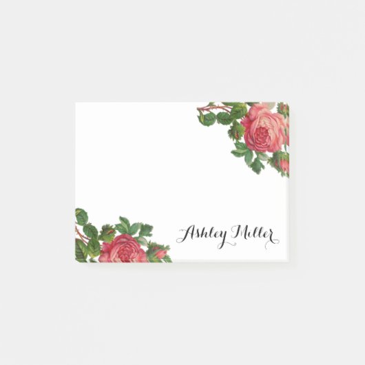  Bloemen Rozen Monogram Post-It Notes (Voorkant)