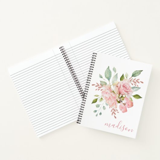  Bloemen Rozen Naam Gepersonaliseerd Dagboek/ Notitieboek (Binnen)