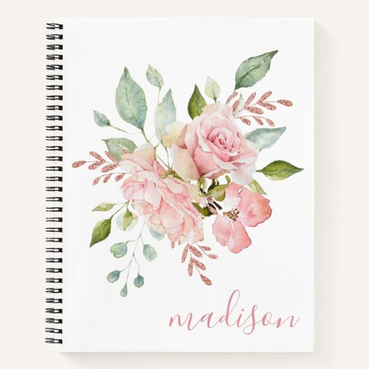  Bloemen Rozen Naam Gepersonaliseerd Dagboek/ Notitieboek (Voorkant)