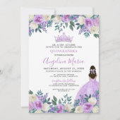 Bloemen Rozen Paarse Quinceanera uitnodiging (Voorkant)