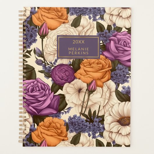  Bloemen Rozen Paarse Sinaasappel Boho Flowers Planner (Voorkant)