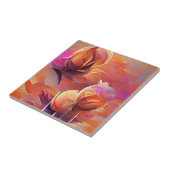 Bloemen rozen perziken en roze digitale kunst tegeltje (Zijkant)