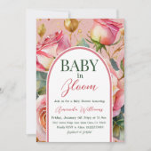 Bloemen Rozen Roze Baby in Bloom Girl Baby shower Kaart (Voorkant)