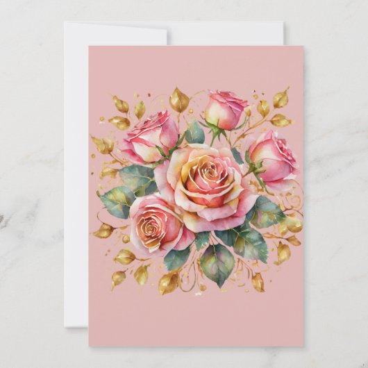 Bloemen Rozen Roze Baby in Bloom Girl Baby shower Kaart (Achterkant)