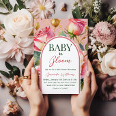 Bloemen Rozen Roze Baby in Bloom Girl Baby shower Kaart