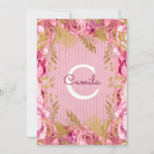 Bloemen Rozen Roze Bloemen Patroon Quinceanera Kaart (Achterkant)