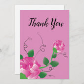 Bloemen Rozen Roze Dank u kaart (Voorkant / Achterkant)