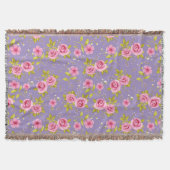 Bloemen Rozen Roze Paarse Patroon Deken (Voorkant)