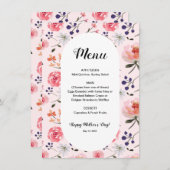 Bloemen Rozen Roze Pioenen Spring Moederdag Menu (Voorkant / Achterkant)