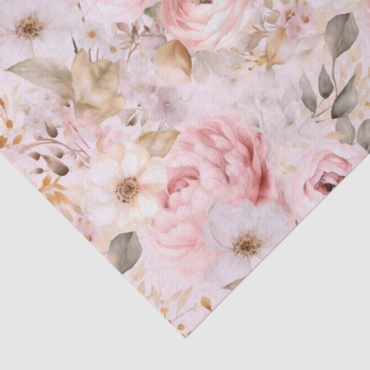 Bloemen, rozen, roze rozen tissuepapier (Detail)