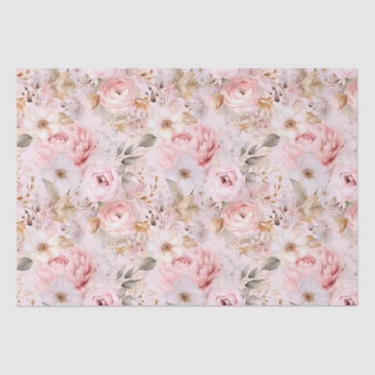 Bloemen,  rozen, roze rozen tissuepapier (Voorkant)