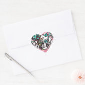 Bloemen rozen schedel met vlinders. hart sticker (Envelop)