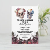 Bloemen rozen Skeletten Gotische Halloween bruilof Kaart (Staand voorkant)