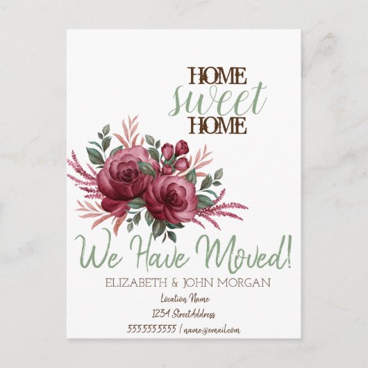 Bloemen Rozen Thuis Thuis Aankondigingskaart (Voorkant)