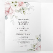 Bloemen Rozen | Uitnodiging voor drievoudige bruil (Binnenzijde eerst)