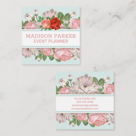 Bloemen | Rozen Vierkante Visitekaartje (Voorkant / Achterkant)