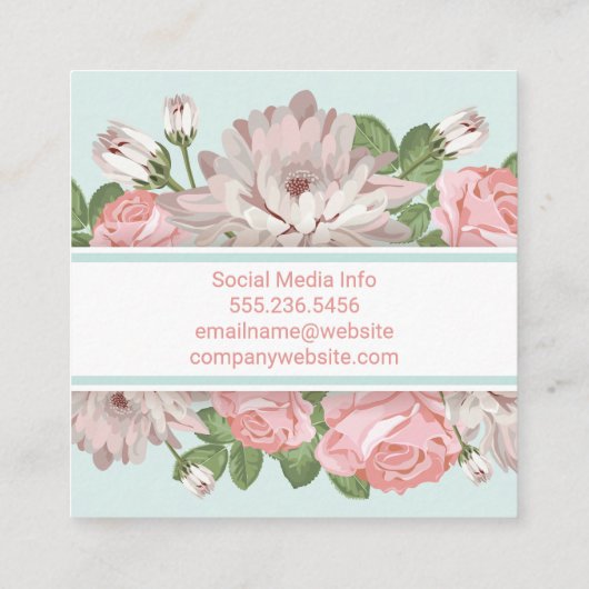 Bloemen | Rozen Vierkante Visitekaartje (Achterkant)