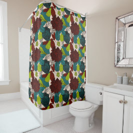 Bloemen Rozen Vloeiend groen rood Blauwgroen Douchegordijn