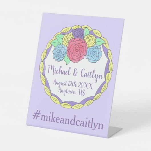 Bloemen Rozen Vrijgezellenfeest Trouwtaart Reclamebord Met Voetstuk (Voorkant)