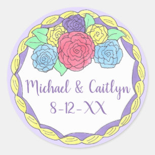 Bloemen Rozen Vrijgezellenfeest Trouwtaart Ronde Sticker