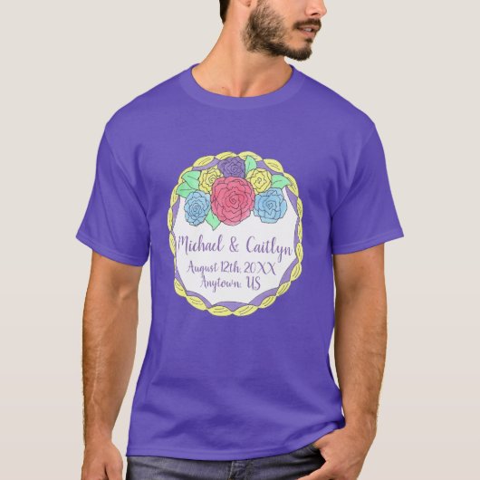 Bloemen Rozen Vrijgezellenfeest Trouwtaart T-shirt (Voorkant)