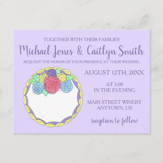 Bloemen Rozen Vrijgezellenfeest Trouwtaart Uitnodiging Briefkaart (Voorkant)