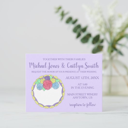 Bloemen Rozen Vrijgezellenfeest Trouwtaart Uitnodiging Briefkaart (Staand voorkant)