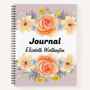 Bloemen rozen waterverf typografie tekst notitieboek