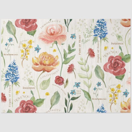 Bloemen Rozen Wildbloemen Floriografie Decoupage Tissuepapier (Voorkant)