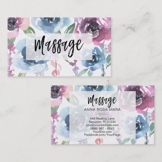 *~* Bloemen Rozen Wisteria Bloemen MASSAGE Bloemen Visitekaartje (Voorkant / Achterkant)