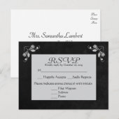Bloemen RSVP Grijs & Zwart Krijtbord Post Kaart (Voorkant / Achterkant)