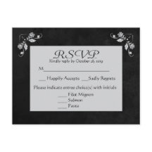 Bloemen RSVP Grijs & Zwart Krijtbord Post Kaart