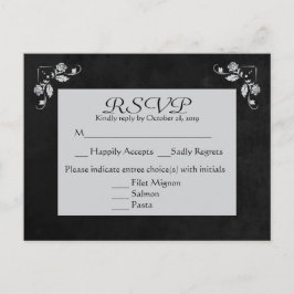 Bloemen RSVP Grijs & Zwart Krijtbord Post Kaart