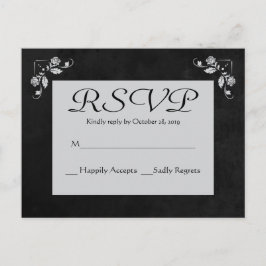 Bloemen RSVP Grijs & Zwart Krijtbord Post Kaart