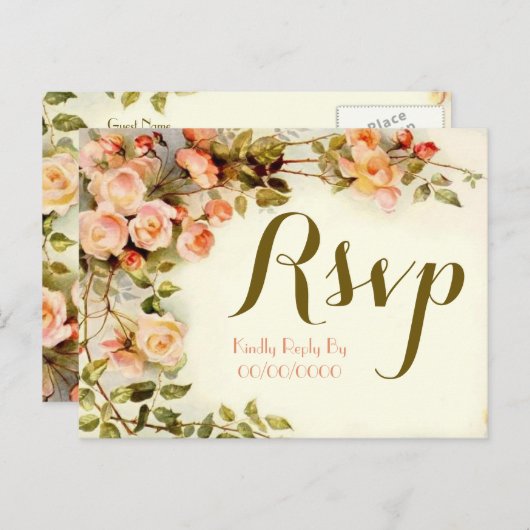 Bloemen rsvp uitnodiging briefkaart (Voorkant / Achterkant)