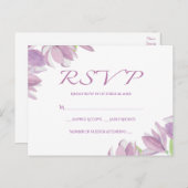 Bloemen RSVP Waterverf Paarse Lavendelbloem Uitnodiging Briefkaart (Voorkant / Achterkant)