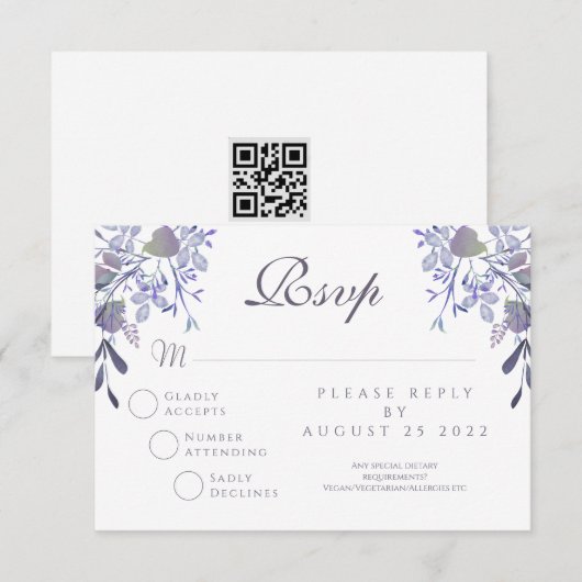  Bloemen RSVP Wedding Response Kaart (Voorkant / Achterkant)