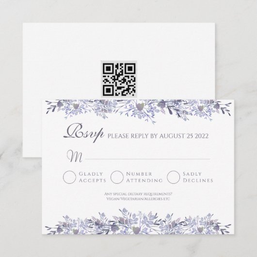  Bloemen RSVP Wedding Response Kaart (Voorkant / Achterkant)