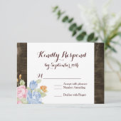  bloemen Rustic Barn Wood RSVP-kaarten RSVP Kaartje (Staand voorkant)